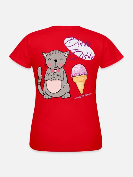 Katze mit Eistüte - Frauen T-Shirt - Rot
