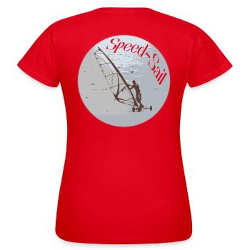 Speed-Sail - T-shirt Femme - rouge - Dos - AI Model Female 172 dark (172cm)