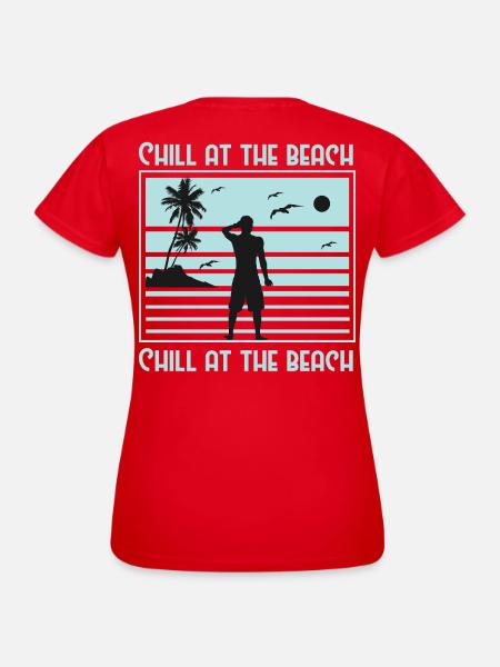Relaxed Beach Silhouette Design - Frauen T-Shirt - Rot