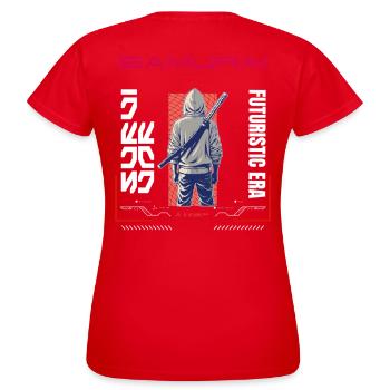 Samurai Hoodie Klinge - Frauen T-Shirt - Rot - Hinten - AI Model Female 172 dark (172cm)