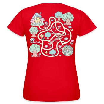 Fairy Forest Adventure Interaktives Labyrinthspiel - Frauen T-Shirt - Rot - Hinten - AI Model Female 172 dark (172cm)