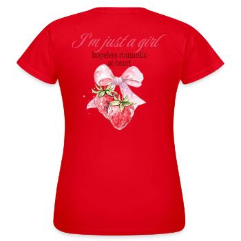 Ruban de fraise romantique désespéré - T-shirt Femme - rouge - Dos - AI Model Female 172 dark (172cm)