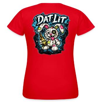 DatLit Bunny Graffiti - T-shirt Femme - rouge - Dos - AI Model Female 172 dark (172cm)
