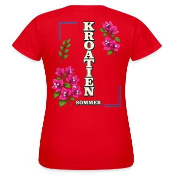 Kroatien Sommer mit Bougainvillea-Blüten - Frauen T-Shirt - Rot - Hinten - AI Model Female 172 dark (172cm)