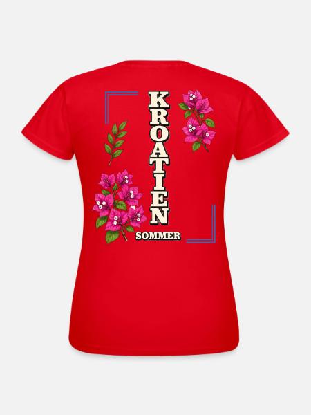 Kroatien Sommer mit Bougainvillea-Blüten - Frauen T-Shirt - Rot
