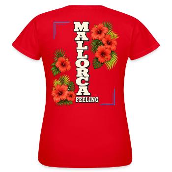 Sensation de Majorque avec hibiscus et feuilles tropicales - T-shirt Femme - rouge - Dos - AI Model Female 172 dark (172cm)