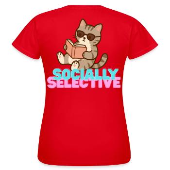 Lecture sélective sociale des chats - T-shirt Femme - rouge - Dos - AI Model Female 172 dark (172cm)
