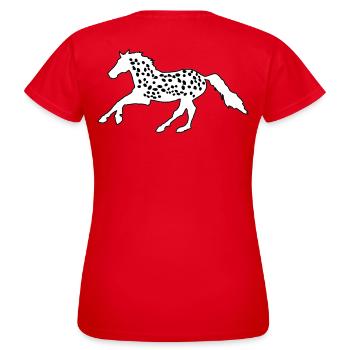 Knabstrupper, Appaloosa, Noriker, Tigerschecke - Frauen T-Shirt - Rot - Hinten - AI Model Female 172 dark (172cm)