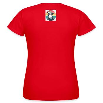 Retro-Panda - Frauen T-Shirt - Rot - Hinten - AI Model Female 172 dark (172cm)