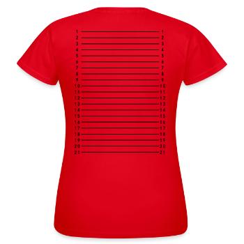 Hair length measurement - Women's T-Shirt - red - Back - AI Model Female 172 dark (172cm)