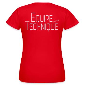 Equipe Technique (Local Crew, Staff, Team) T shirt - T-shirt Femme - rouge - Dos - AI Model Female 172 dark (172cm)