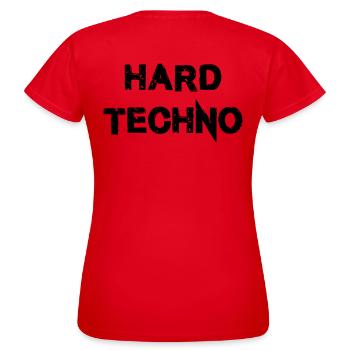 Techno dur - T-shirt Femme - rouge - Dos - AI Model Female 172 dark (172cm)