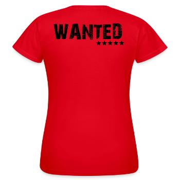 Wanted 5 Sterne - Frauen T-Shirt - Rot - Hinten - AI Model Female 172 dark (172cm)