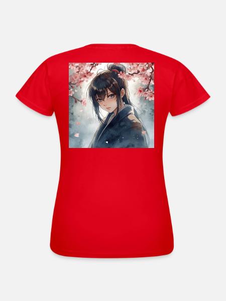 Hanfu unter Kirschblüten - Frauen T-Shirt - Rot