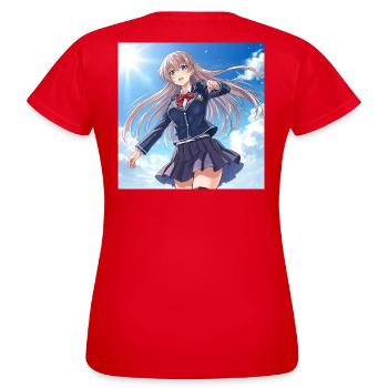 Écolière dans un ciel bleu - T-shirt Femme - rouge - Dos - AI Model Female 172 dark (172cm)