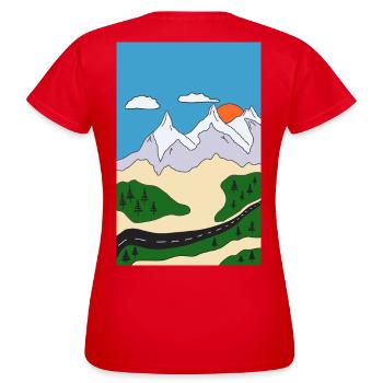 Sunset in mountain landscape - Women's T-Shirt - red - Back - AI Model Female 172 dark (172cm)