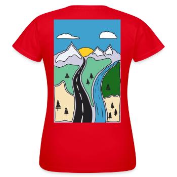Paysage de la Mountain River - T-shirt Femme - rouge - Dos - AI Model Female 172 dark (172cm)