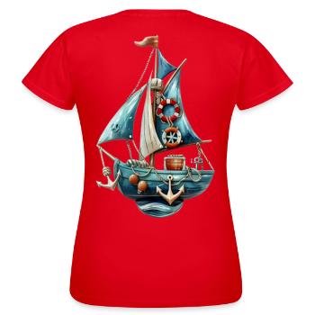 Voilier maritime bleu vintage - T-shirt Femme - rouge - Dos - AI Model Female 172 dark (172cm)