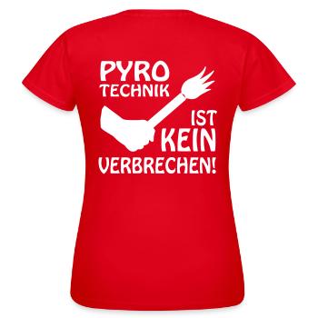 PYRO-ART IS NOT A CRIME - Women's T-Shirt - red - Back - AI Model Female 172 dark (172cm)