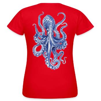 Oktopus - Frauen T-Shirt - Rot - Hinten - AI Model Female 172 dark (172cm)