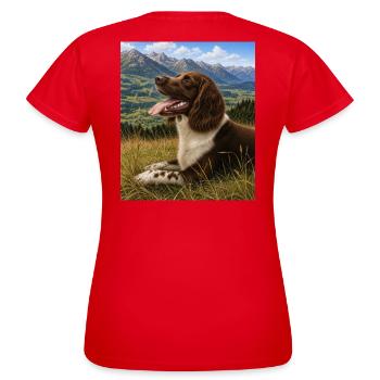 Berglandschaft Hundportrait - Frauen T-Shirt - Rot - Hinten - AI Model Female 172 dark (172cm)