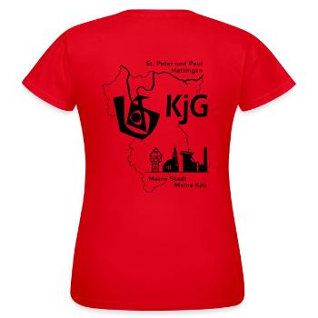 KjG Logo Noir - T-shirt Femme - rouge - Dos - AI Model Female 172 dark (172cm)