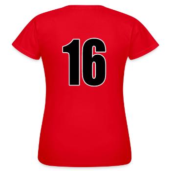 Numéro 16 numéro seize maillot numéro de football - T-shirt Femme - rouge - Dos - AI Model Female 172 dark (172cm)