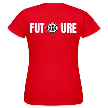 Zukunftsglobus Icon Design - Frauen T-Shirt - Rot - Hinten - AI Model Female 172 dark (172cm)