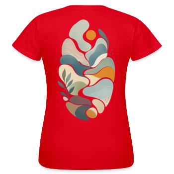 Golden Horizon - Frauen T-Shirt - Rot - Hinten - AI Model Female 172 dark (172cm)