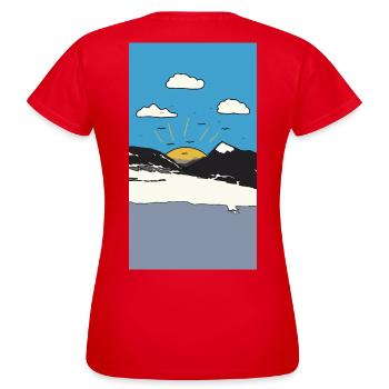 Lever du soleil sur Bergen - T-shirt Femme - rouge - Dos - AI Model Female 172 dark (172cm)
