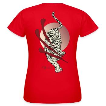 Japan Tiger Rising Sun - Frauen T-Shirt - Rot - Hinten - AI Model Female 172 dark (172cm)