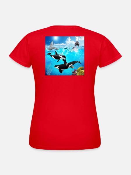 Unterwasserkapsel: Orca- und Delfintauchgang - Frauen T-Shirt - Rot