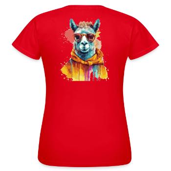 lama, alpaga, lama swag - T-shirt Femme - rouge - Dos - AI Model Female 172 dark (172cm)