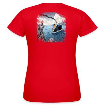 Satire sur la neutralité suisse - T-shirt Femme - rouge - Dos - AI Model Female 172 dark (172cm)