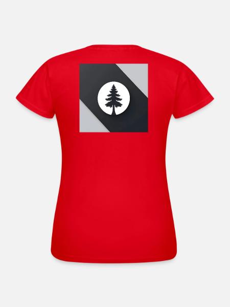 Baumsilhouette im Mondkreis - Frauen T-Shirt - Rot