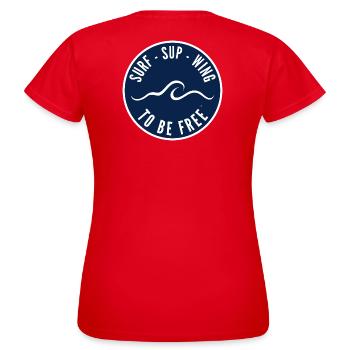 Surf SUP Wing sera gratuit – Badge dans la Marine - T-shirt Femme - rouge - Dos - AI Model Female 172 dark (172cm)