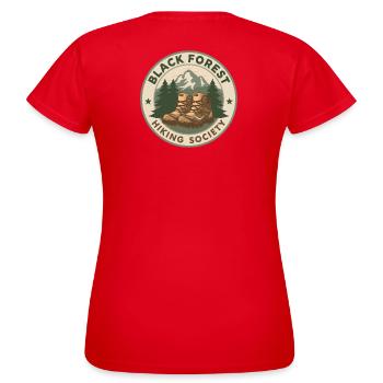 Black Forest Hiking Society - Frauen T-Shirt - Rot - Hinten - AI Model Female 172 dark (172cm)
