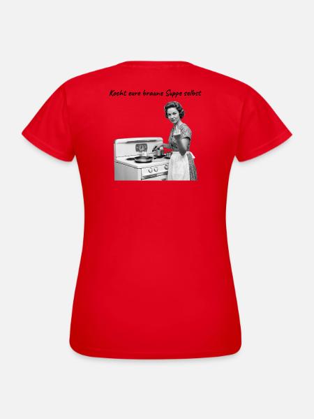 Retro Hausfrau Mittelfinger - Rebellisch - FCK AFD - Frauen T-Shirt - Rot