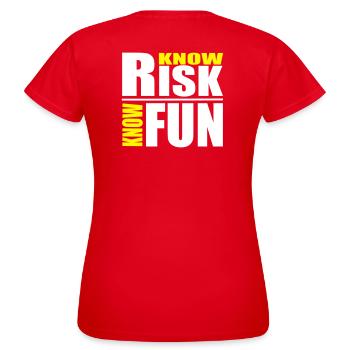 know risk - know fun - Women's T-Shirt - red - Back - AI Model Female 172 dark (172cm)