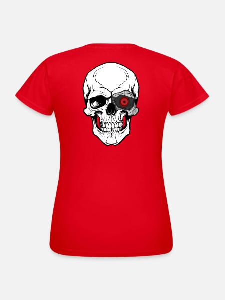 Mecha Skull Tech Art - Frauen T-Shirt - Rot