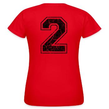 2 two zwei schwarz schwarz (uk) - Frauen T-Shirt - Rot - Hinten - AI Model Female 172 dark (172cm)