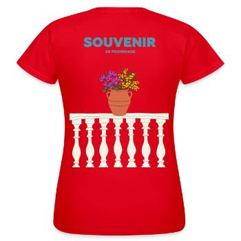 Souvenir Fleuri - Mediterranée et dolce vita - T-shirt Femme - rouge - Dos - AI Model Female 172 dark (172cm)