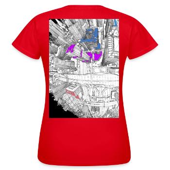 Gratte-ciel œil de poisson - T-shirt Femme - rouge - Dos - AI Model Female 172 dark (172cm)