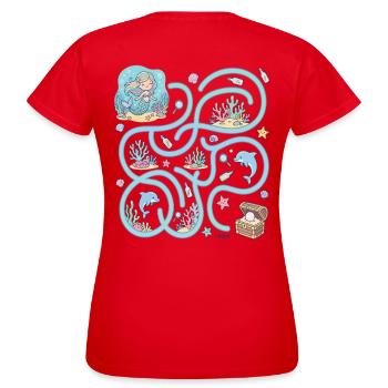 Labyrinthe interactif de l’Aventure au Trésor des Sirènes - T-shirt Femme - rouge - Dos - AI Model Female 172 dark (172cm)