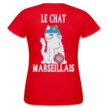 Le Chat Marseillais - Pétanque - T-shirt Femme - rouge - Dos - AI Model Female 172 dark (172cm)
