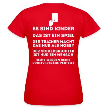 Fußball Regeln auf Fußballplatz für Eltern - Frauen T-Shirt - Rot - Hinten - AI Model Female 172 dark (172cm)