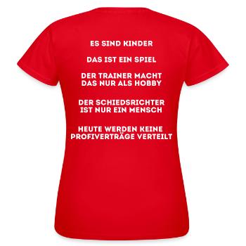 Fußball Regeln auf Fußballplatz für Eltern - Frauen T-Shirt - Rot - Hinten - AI Model Female 172 dark (172cm)