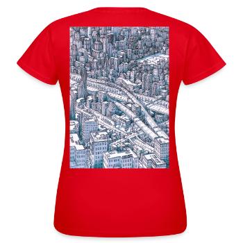 Central Park NYC - T-shirt Femme - rouge - Dos - AI Model Female 172 dark (172cm)