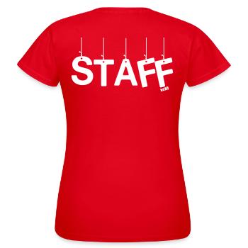 Equipe Technique (Local Crew, Staff, Team) T shirt - T-shirt Femme - rouge - Dos - AI Model Female 172 dark (172cm)