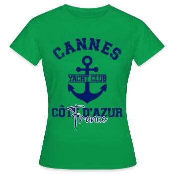 Cannes Yacht Club Marina Littoral Chic - T-shirt Femme - vert - Devant - AI Model Female 172 dark (172cm)